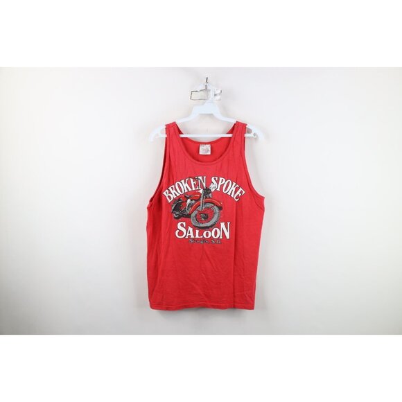 Vtg 90s Mens Medium Broken Spoke Saloon Sturgis Motorcycle Tank Top T-Shirt USA - Picture 1 of 16
